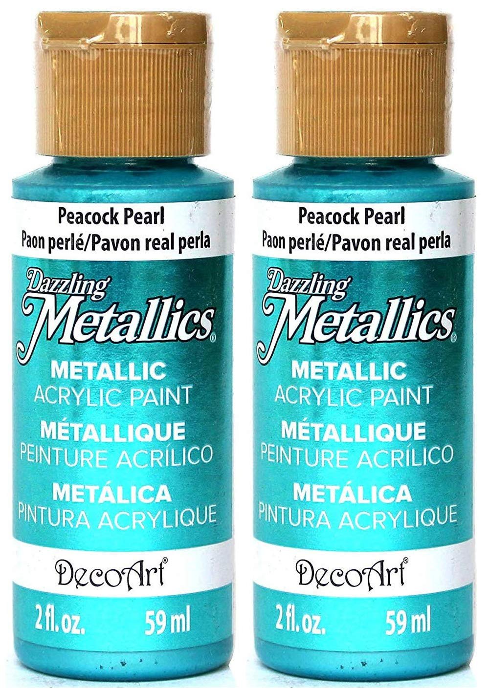 2-Pack - DecoArt Dazzling Metallics Acrylic Colors - Peacock Pearl, 2-Ounces Each