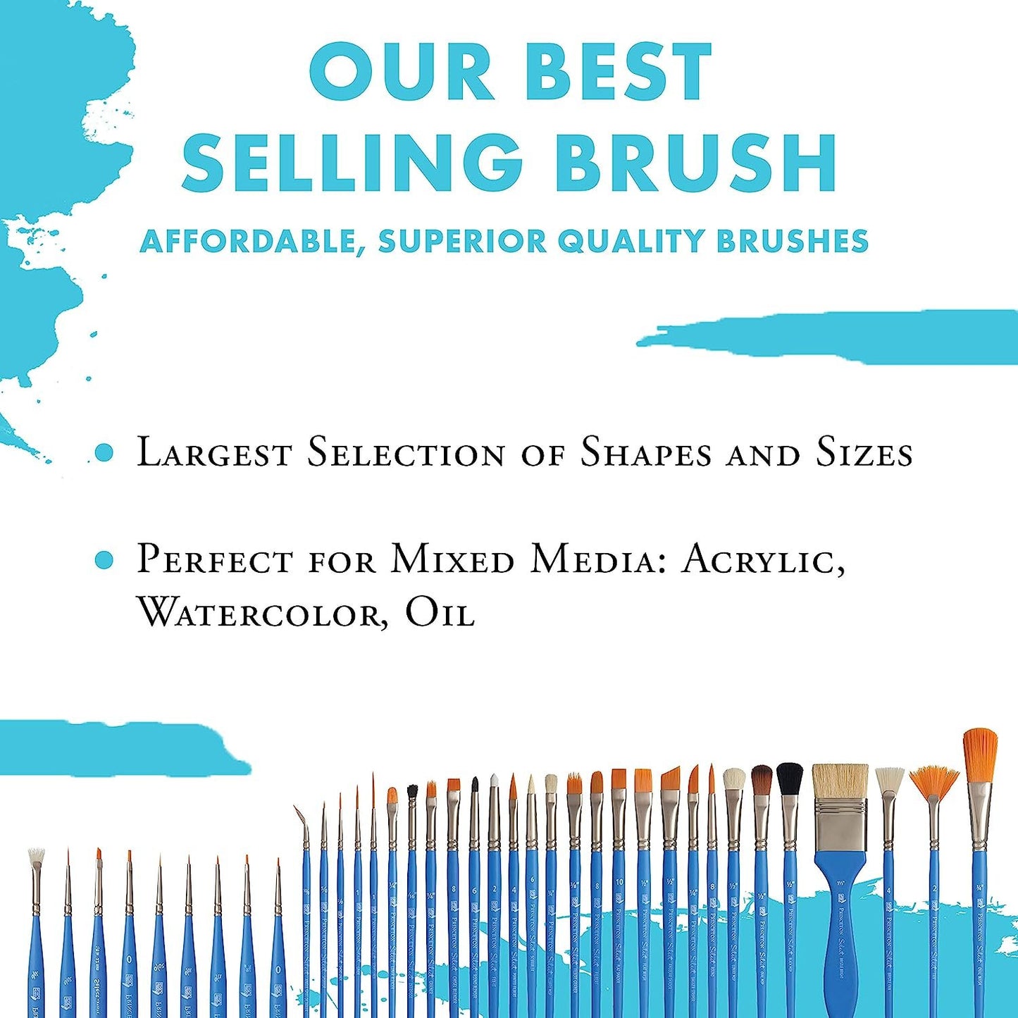 Princeton Select Artiste, Mixed-Media Brushes for Acrylic, Oil, Watercolor Series 3750 Chisel Blender Synthetic, Size 4