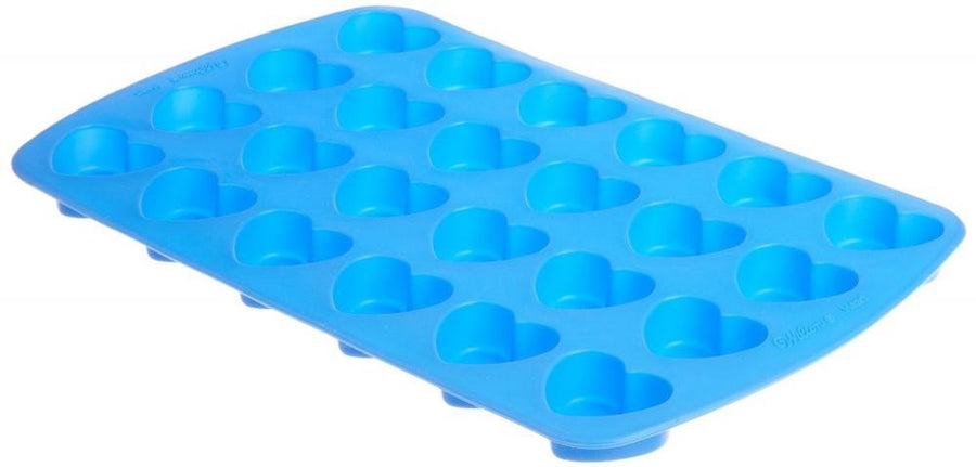 Wilton Easy-Flex Heart-Shaped Silicone Mold, 24-Cavity, Blue, for Ice Cubes, Gelatin, Baking and Candy, 13 x 10.5 in. (33 x 26.7 cm), Blue