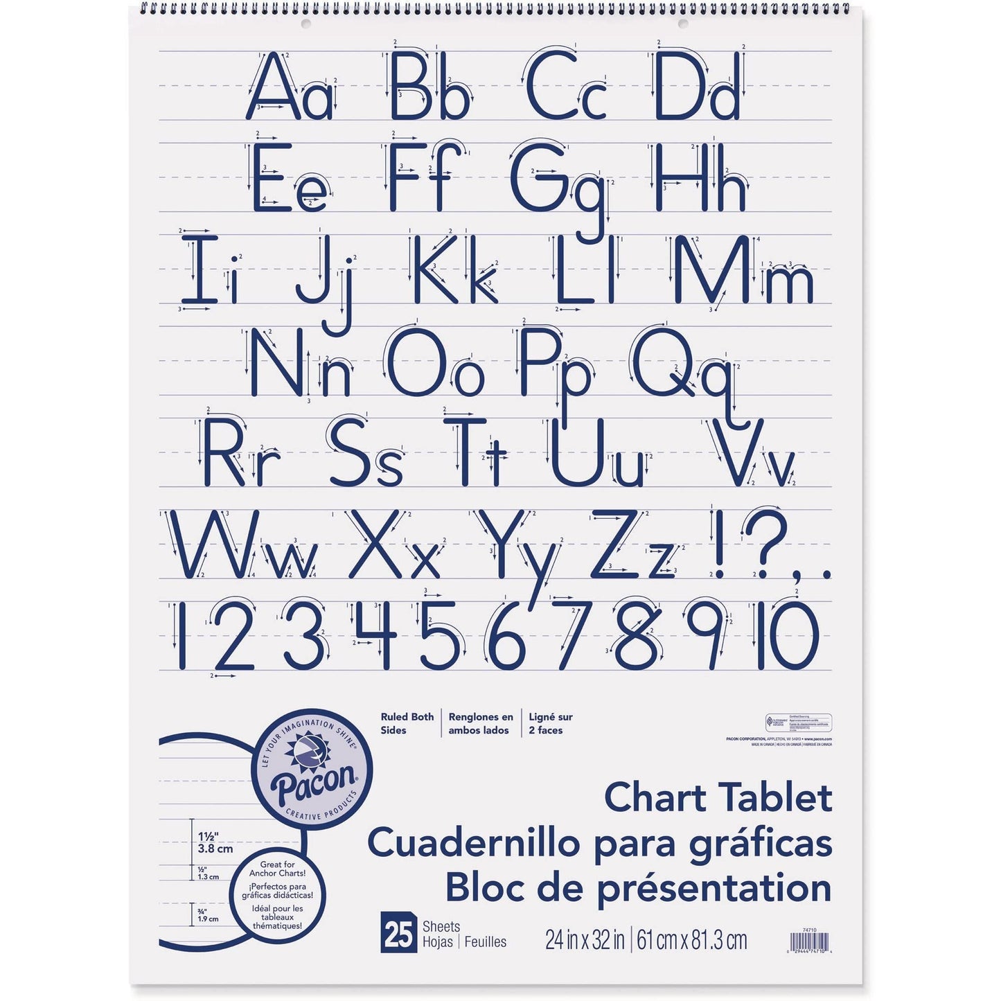 Pacon® Chart Tablet, 24" x 32", 1 1/2" Ruled, 25 Sheets