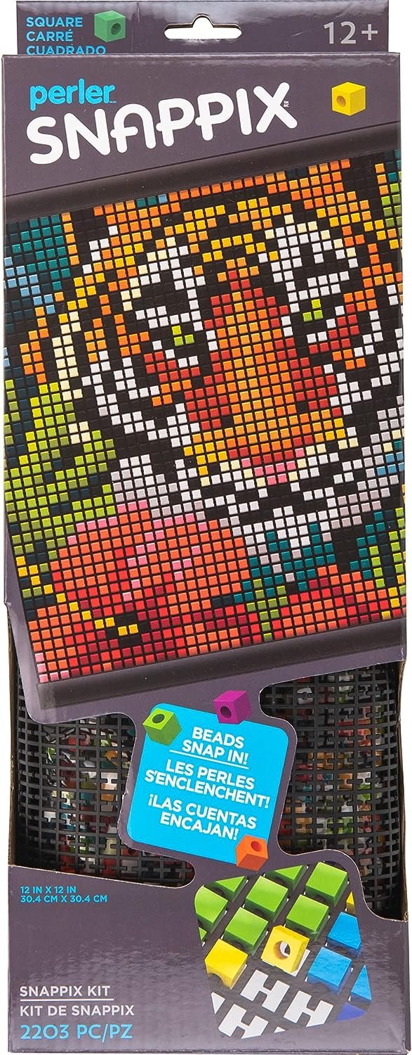 Perler Snappix No-Iron Fuse Bead Craft Kit for Kids, 12" x 12", Multicolor 2203 Piece