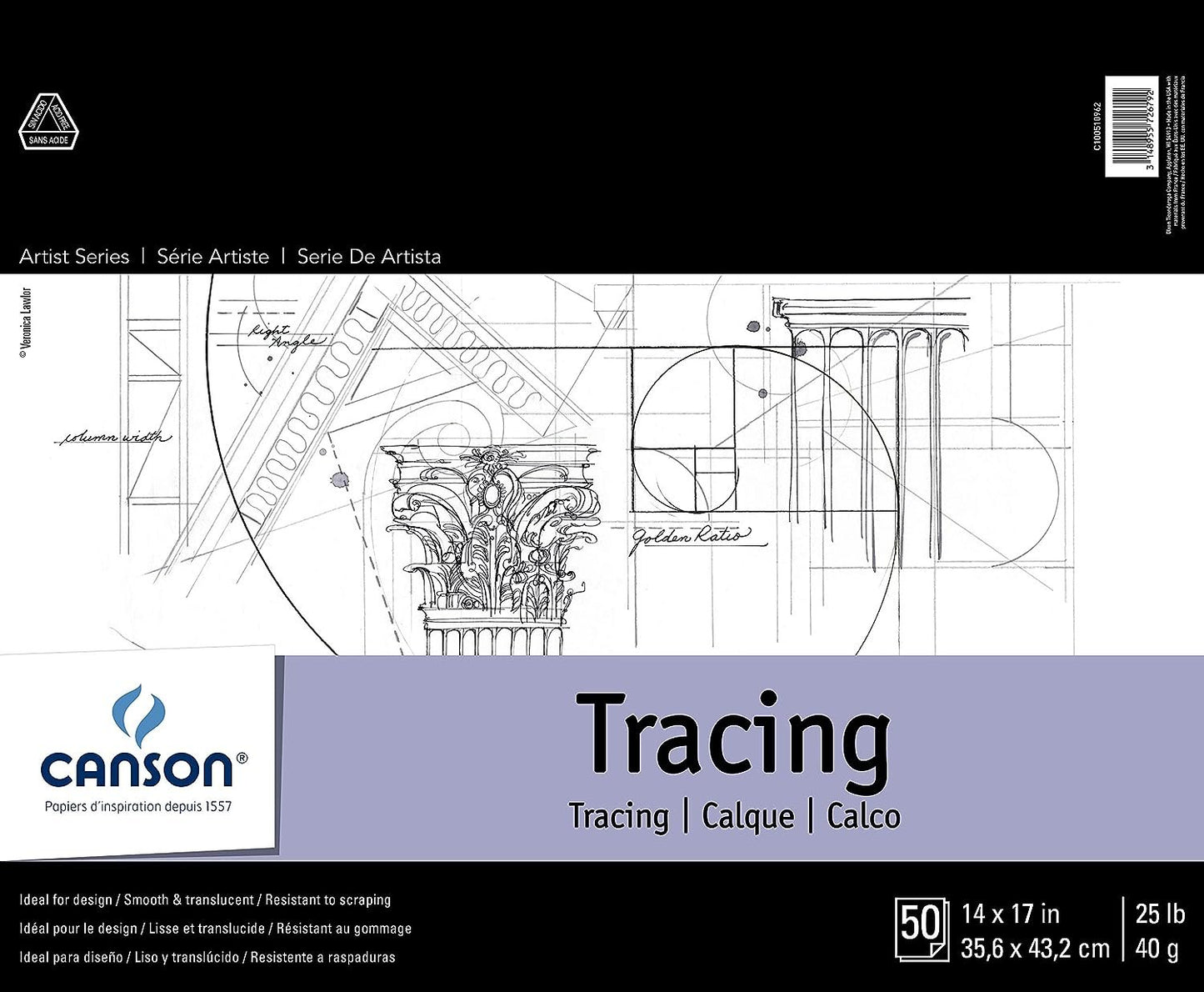 Canson 702324 Canson Tracing Paper Pad, 19 X 24-Inch, 50 Sheets