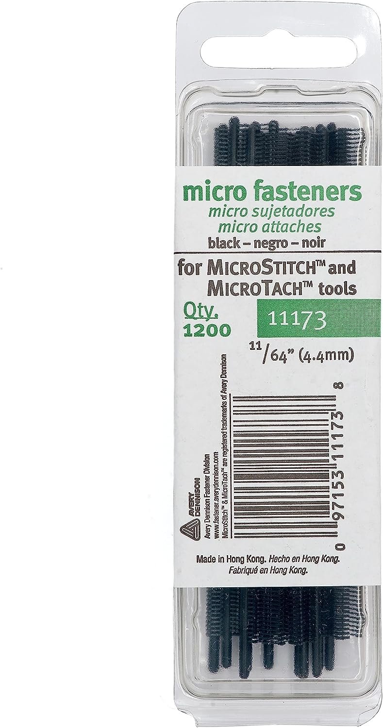 MicroStitch- 11173 4.4mm Micro Stitch Fastener Refills, Black 1,200/Pkg