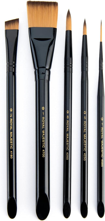 Royal and Langnickel Majestic Short Handle Paint Brush Set, Deluxe Watercolor, 5-Piece