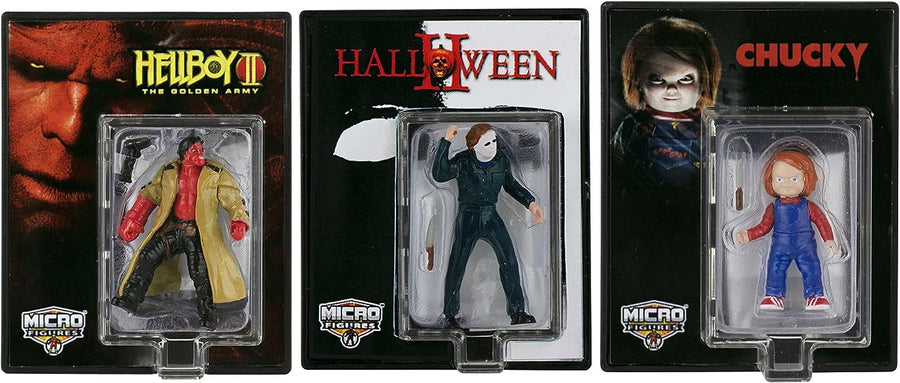 World's Smallest Universal Studios Horror Micro Action Figures 3-Pack (Chucky, Michael Myers, & Hellboy), (MGHU3pk)