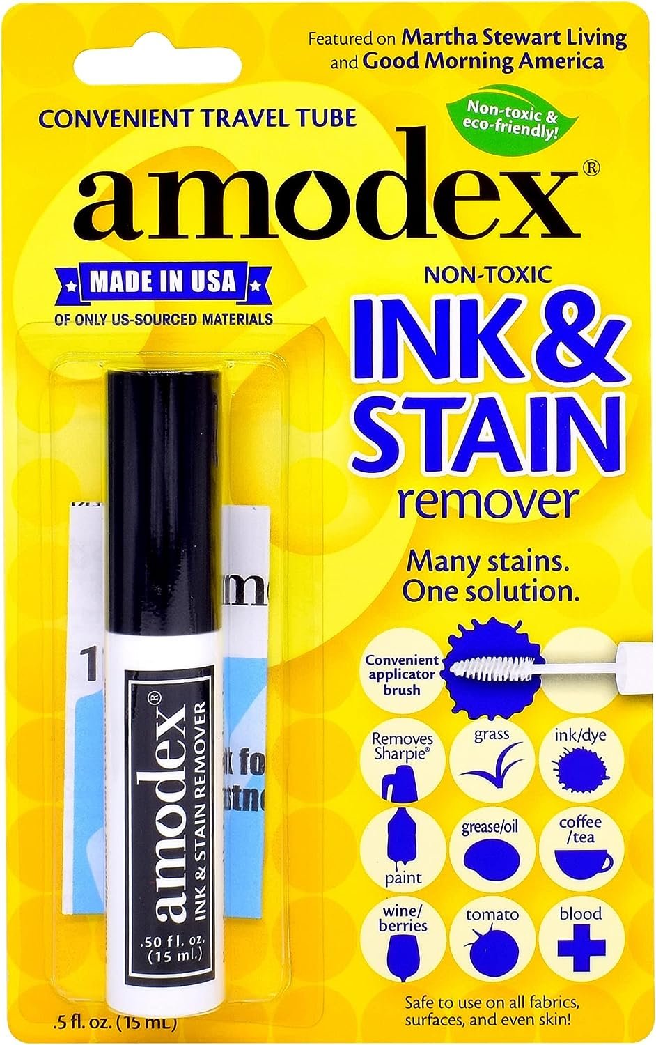 Amodex Ink and Stain Remover – Cleans Marker, Ink, Crayon, Pen, Makeup from Furniture, Skin, Clothing, Fabric, Leather - Liquid Solution - 4 fl oz Bottle - (Pack of 3)