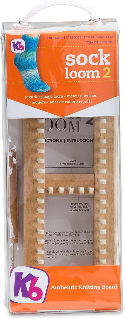 Authentic Knitting Board Sock Loom 2, Regular Gauge Wood Loom