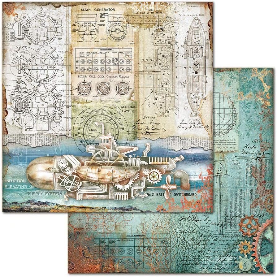 STAMPERIA INTERNATIONAL, KFT PAPER PAD 8X8 10PK SEA WORLD, 20.3 x 20.3 (8" x 8"), Multicoloured