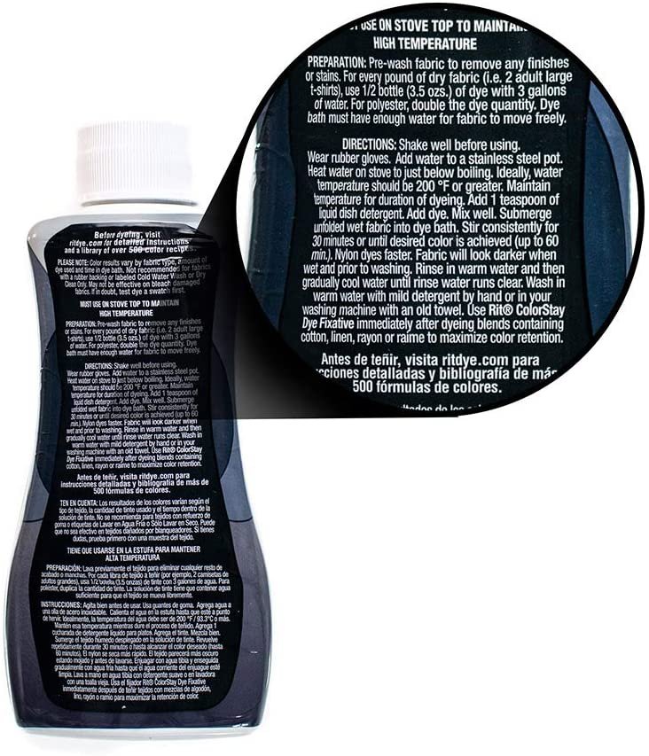 Synthetic Rit Dye More Liquid Fabric Dye – Wide Selection of Colors – 7 Ounces