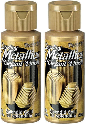 2-Pack - DecoArt Dazzling Metallics Acrylic Colors - Splendid Gold, 2-Ounces Each