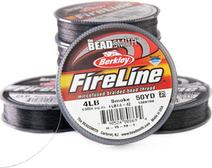 The Beadsmith Fireline by Berkley – Micro-Fused Braided Thread – 4lb. Test, 005”/.12mm Diameter, 50 Yard Spool, Smoke Grey – Super Strong Stringing Material for Jewelry Making and Bead Weaving