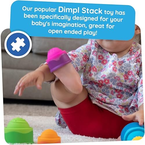 Fat Brain Toys Dimpl Stack - Popping Stack & Nest Sensory Toy for Toddlers