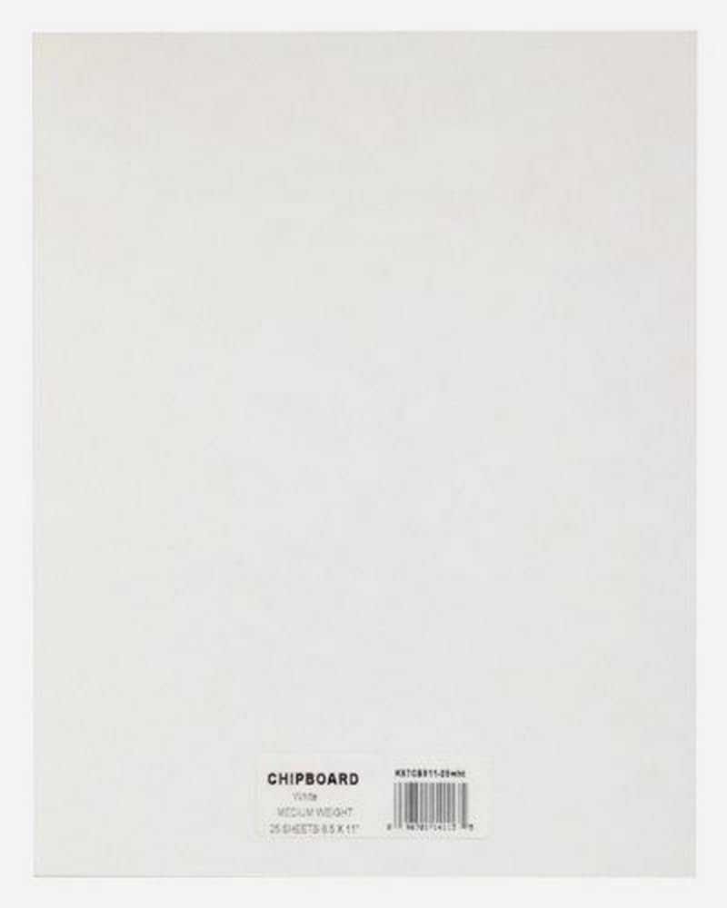 Grafix Medium Weight 8.5 x 11”, White Pack of 25 – Acid-Free 0.05” Chipboard Sheets, Create Three-Dimensional Embellishments for Cards, Papercrafts, Mixed Media, Home Décor, 25 Count