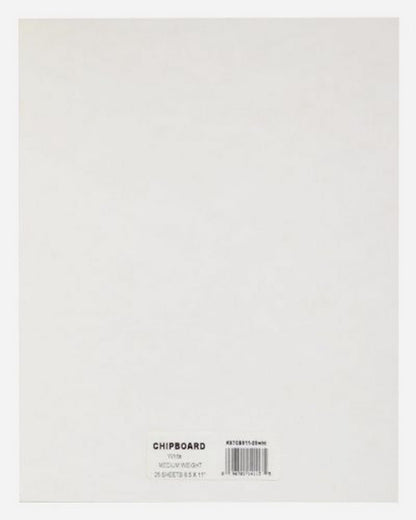 Grafix Medium Weight 8.5 x 11”, White Pack of 25 – Acid-Free 0.05” Chipboard Sheets, Create Three-Dimensional Embellishments for Cards, Papercrafts, Mixed Media, Home Décor, 25 Count