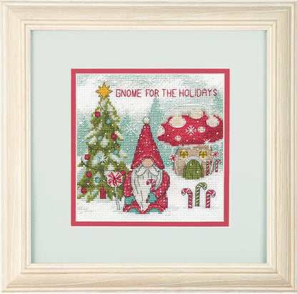 Dimensions 70-09002 Gnome for The Holidays Christmas Counted Cross Stitch Kit, 6" x 6", 14 Cnt. White Aida, 5pcs