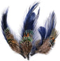 Touch of Nature 3-Piece Natural Feather Pick with Nylon Loop for Arts and Crafts, 4-Inch, Dark Blue/Brown (38110)