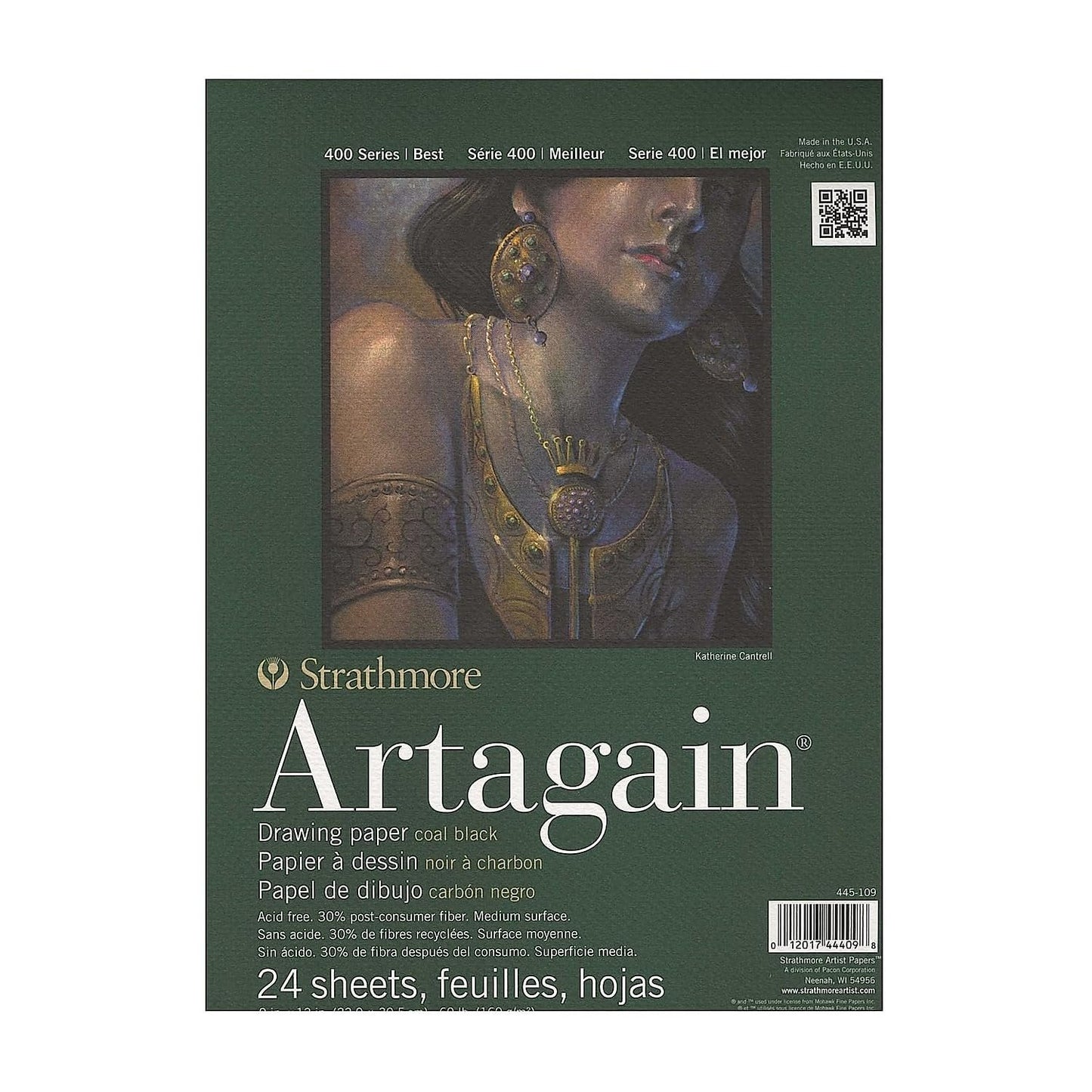 Strathmore Black Artagain Paper Pad 9"X12"-24 Sheets -445109