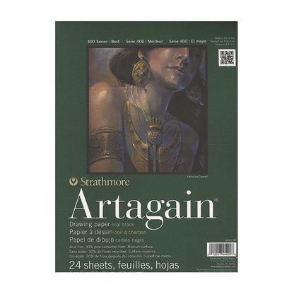 Strathmore Black Artagain Paper Pad 9"X12"-24 Sheets -445109