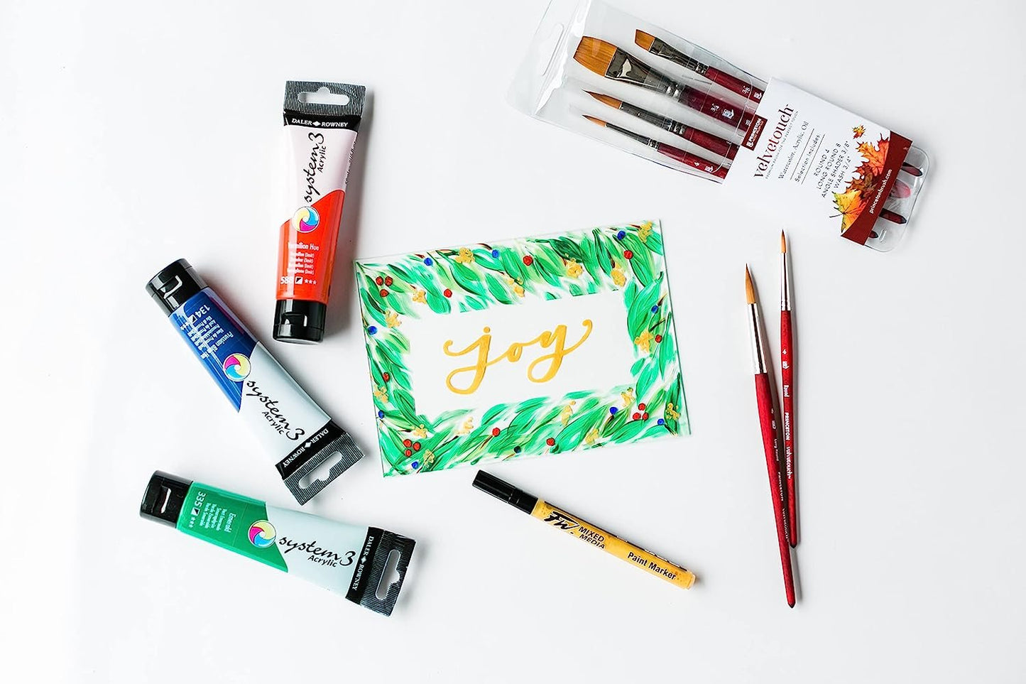 Princeton Velvetouch, Mixed-Media Brushes for Acrylic, Oil, Watercolor Series 3950, 4-Piece Professional Set 100