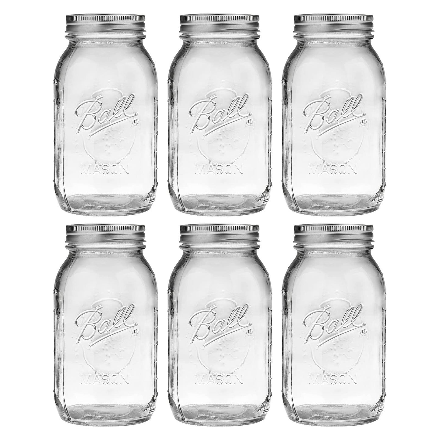 Mason Jar-32 oz. Clear Glass Wide Mouth - Set of 3