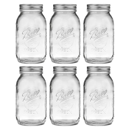 Mason Jar-32 oz. Clear Glass Wide Mouth - Set of 3
