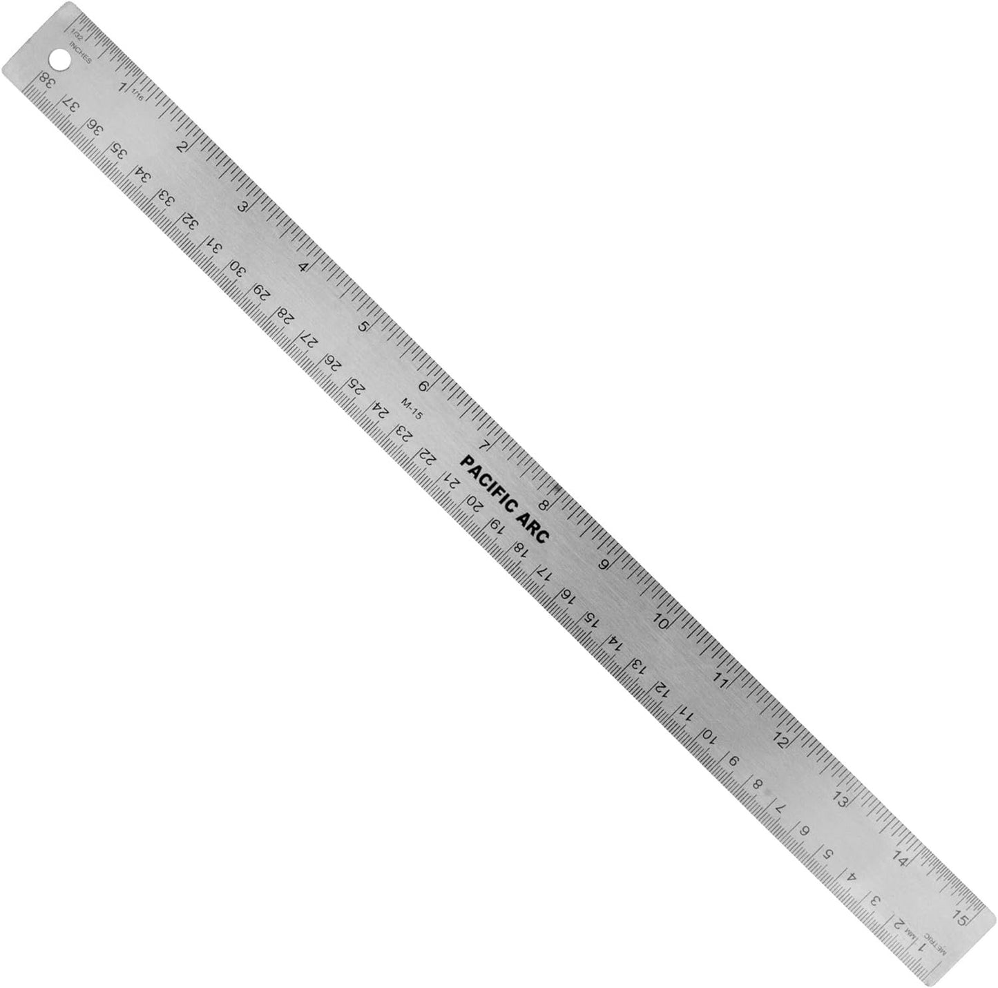 Pacific Arc Stainless Steel Parent Metal Ruler Non-Slip Cork Back, with Inch and Metric Graduations