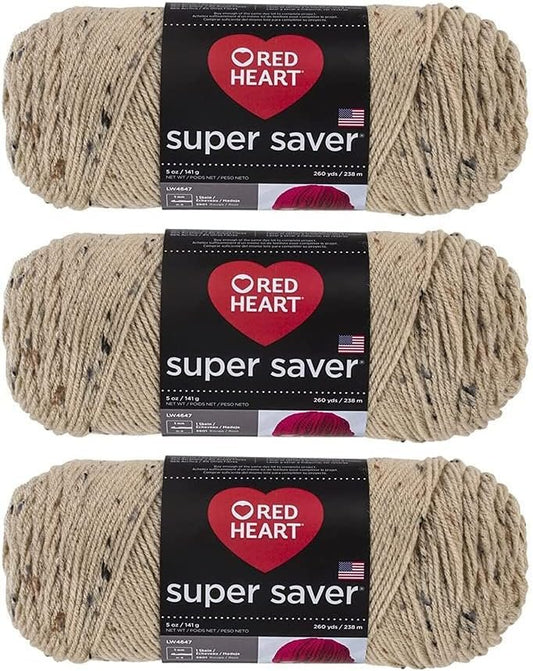 Red Heart Super Saver Yarn (3-Pack) Buff Fleck E300-4334