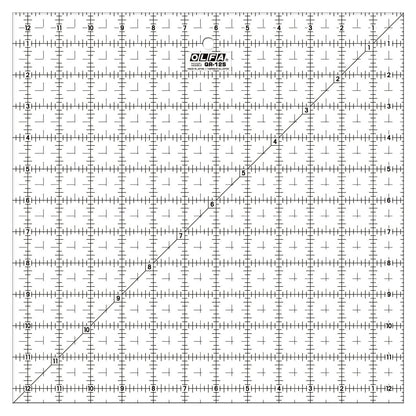 OLFA 1071818 QR-12S 12-1/2-Inch Square Frosted Advantage Acrylic Ruler