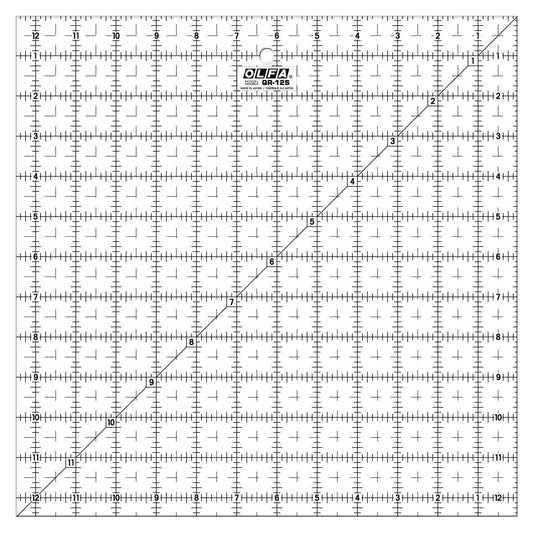 OLFA 1071818 QR-12S 12-1/2-Inch Square Frosted Advantage Acrylic Ruler