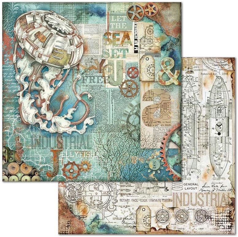 STAMPERIA INTERNATIONAL, KFT PAPER PAD 8X8 10PK SEA WORLD, 20.3 x 20.3 (8" x 8"), Multicoloured