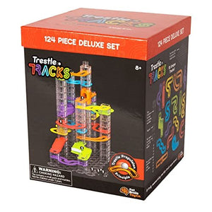 Fat Brain Toys Trestle Tracks Deluxe Set - 124-Piece Modular Marble Run, Ages 8+