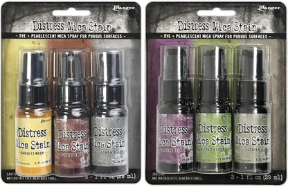 Tim Holtz Distress Mica Stain 2022 Limited Edition - Halloween Set #3 & Set #4 - Six 1 Ounce Bottles, (TSHK81104-TSHK81098)