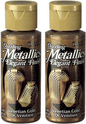 DecoArt 2-Pack Dazzling Metallics Acrylic Colors - Venetian Gold, 2-Ounces Each