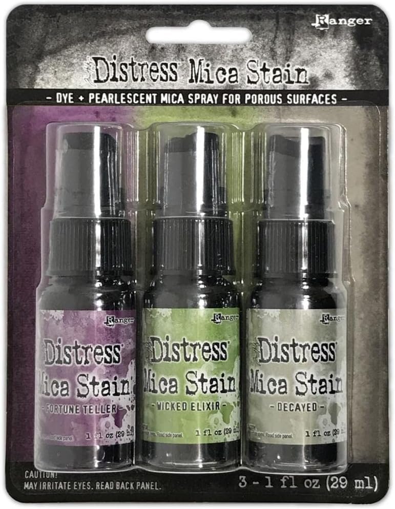 Tim Holtz Distress Mica Stain 2022 Limited Edition - Halloween Set #3 & Set #4 - Six 1 Ounce Bottles, (TSHK81104-TSHK81098)
