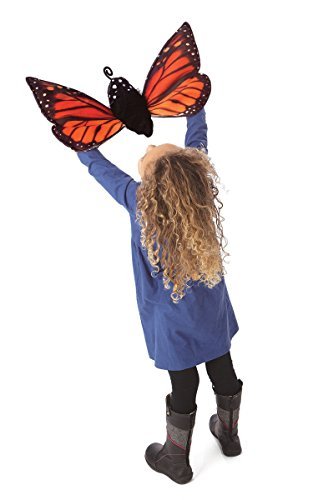 Folkmanis Monarch Life Cycle Reversible Hand Puppet Plush, 8", Red-Orange/Purple/Black