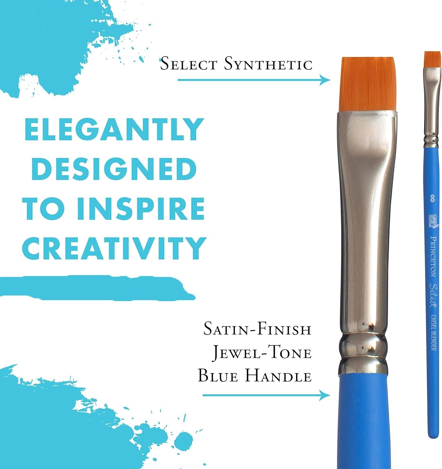 Princeton Select Artiste, Mixed-Media Brushes for Acrylic, Oil, Watercolor Series 3750 Chisel Blender Synthetic, Size 4