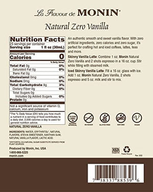 Monin Vanilla Zero Calorie Natural Flavoring, 750 ml bottle