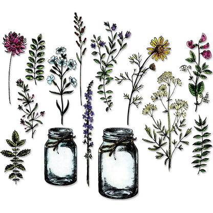 Sizzix Die Set , Flower Jar by Tim Holtz, 16 Pack, Multi Color, One Size Framelits, Multicolor