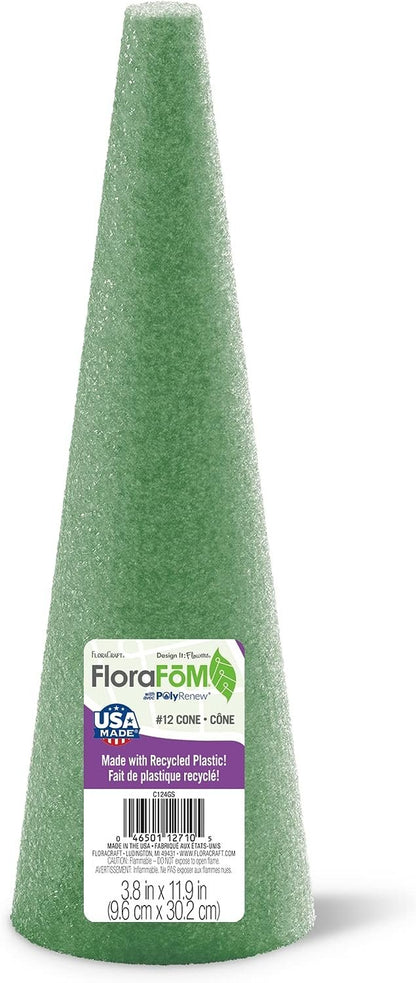 FloraCraft FloraFōM Cone 3.7 Inch x 8.9 Inch Green