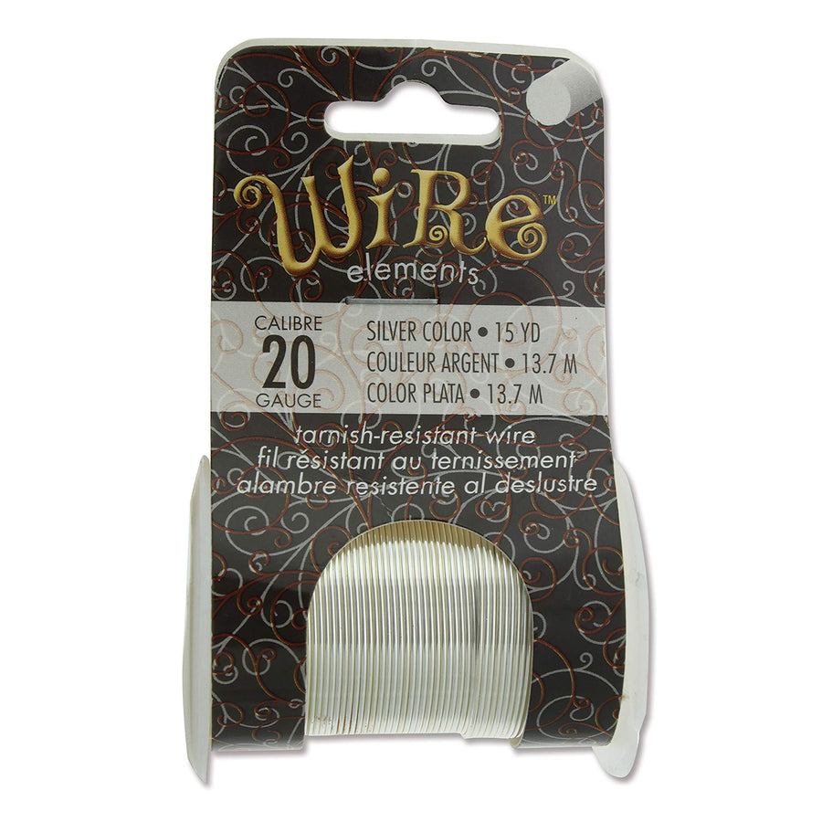 The Beadsmith Wire Elements 20-Gauge Lacquered Tarnish-Resistant Copper Wire for Jewelry Making, 15 Yard, 13.72 Meter Spool (Silver Color)