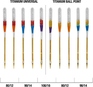 SINGER Titanium Universal Regular and Ball Point Machine Needles Combo Pack