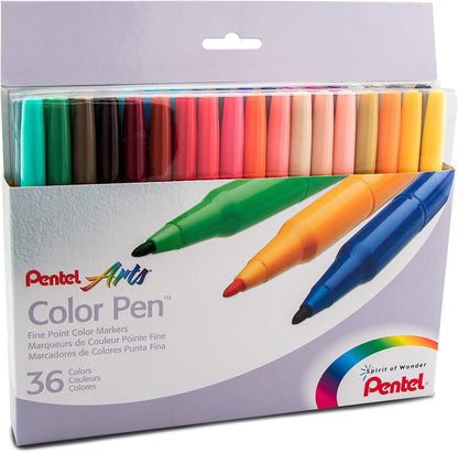 Pentel Color Pen, Set of 36, Assorted (S360-36)