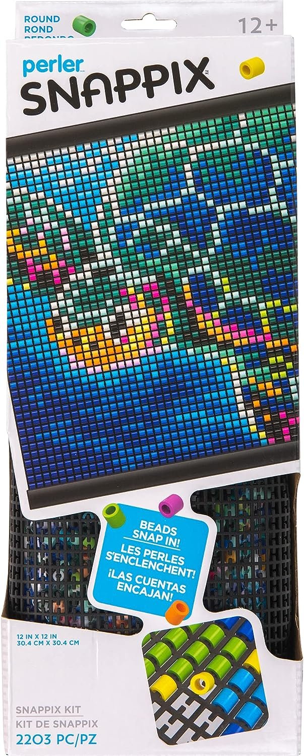 Perler Snappix No-Iron Fuse Bead Craft Kit for Kids, 12" x 12", Multicolor 2203 Piece
