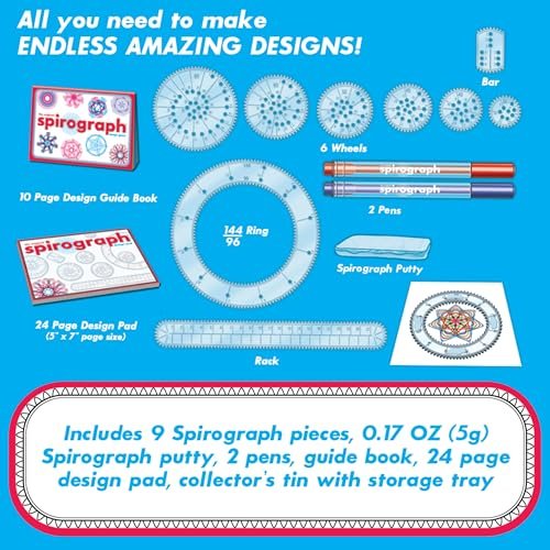 Spirograph Design Set Tin - Classic Gear Design Kit in a Collectors Tin - for Ages 8+