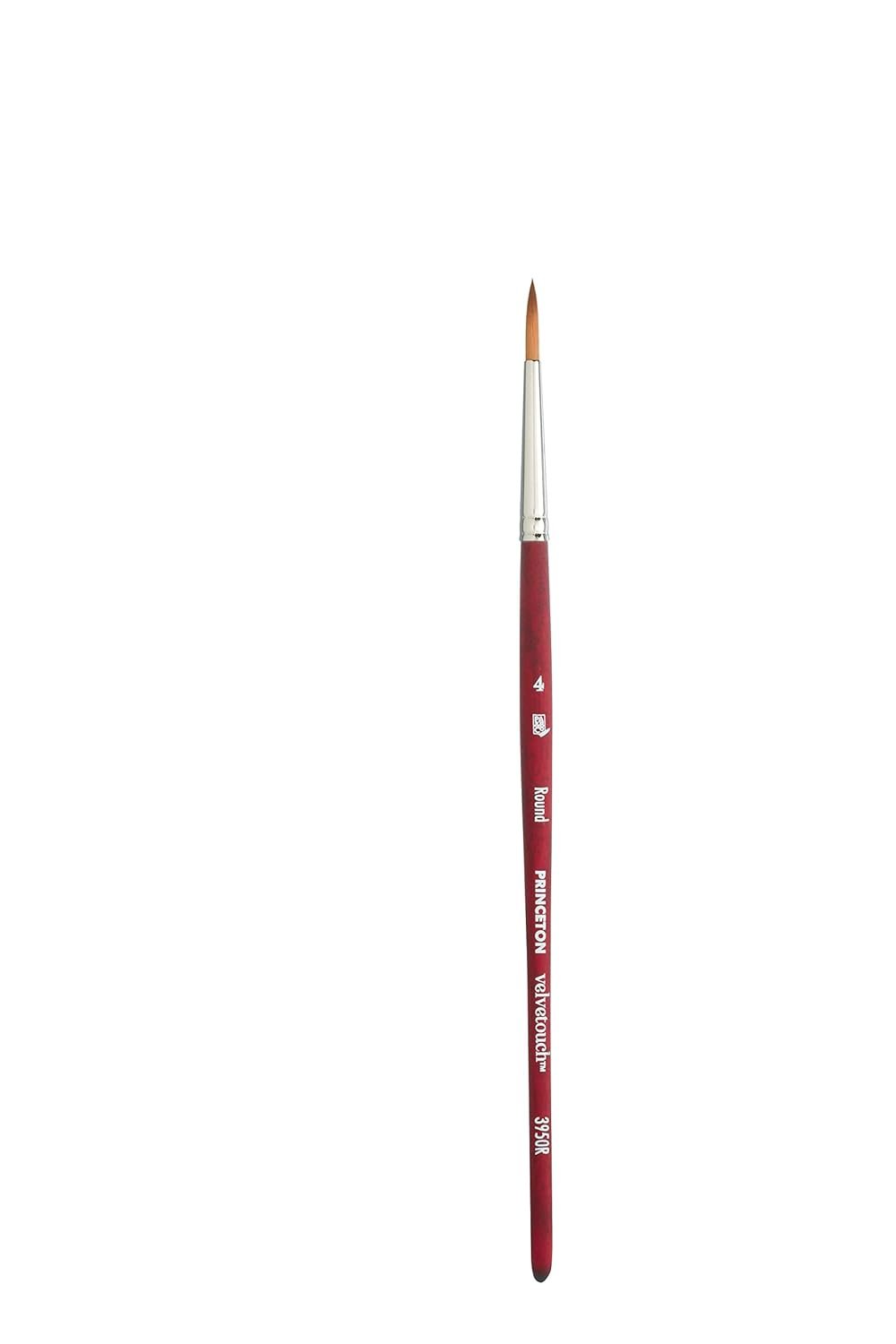 Princeton Velvetouch, Series 3950, Paint Brush for Acrylic, Oil and Watercolor, Round, 4