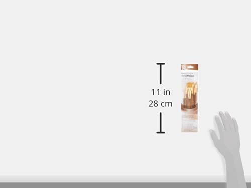 Princeton Art & Brush P9143 Real Value Brush Set, Synthetic Gold Taklon, Round 2 and 4, Liner 2/0, Shader 2 and 6