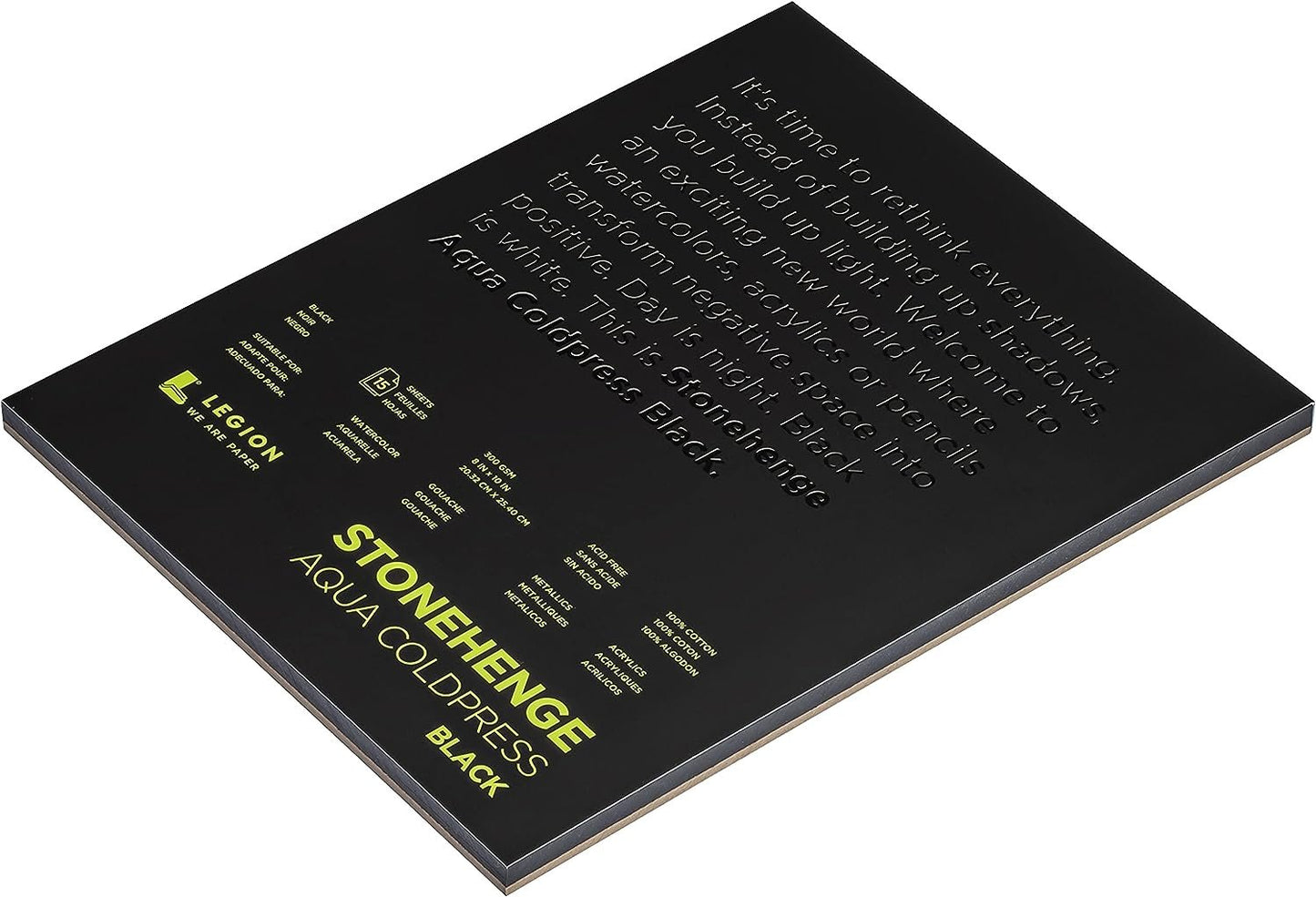 Stonehenge Aqua Black Pad, 140lb, Coldpress, 8 x 10 Inches, 15 Sheets