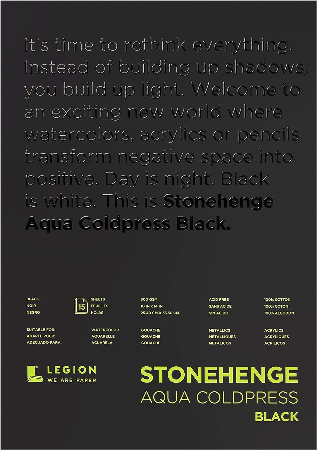 Stonehenge Aqua Black Pad, 140lb, Coldpress, 10 x 14 Inches, 15 Sheets