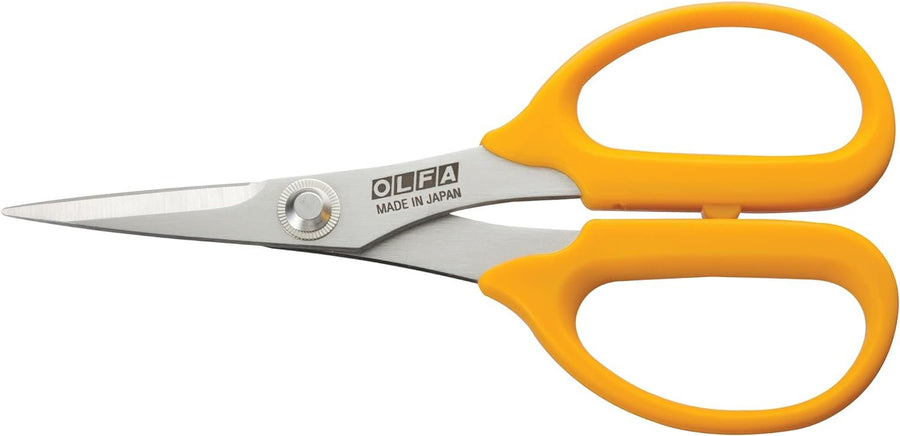 OLFA 5" Straight Edge Stainless Steel Scissors (SCS-4) - 5 Inch Multi-Purpose Heavy Duty Precision Scissors w/ Sharp Blades & Comfort Grip for Home, Fabric, Sewing, Paper, Garden