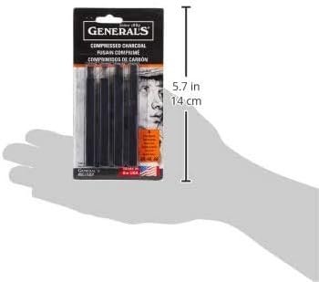 General Pencil 957ABP Compressed Charcoal Sticks 4/Pkg-Black - Soft Assorted - 3 Pack, 957ABP061120-3